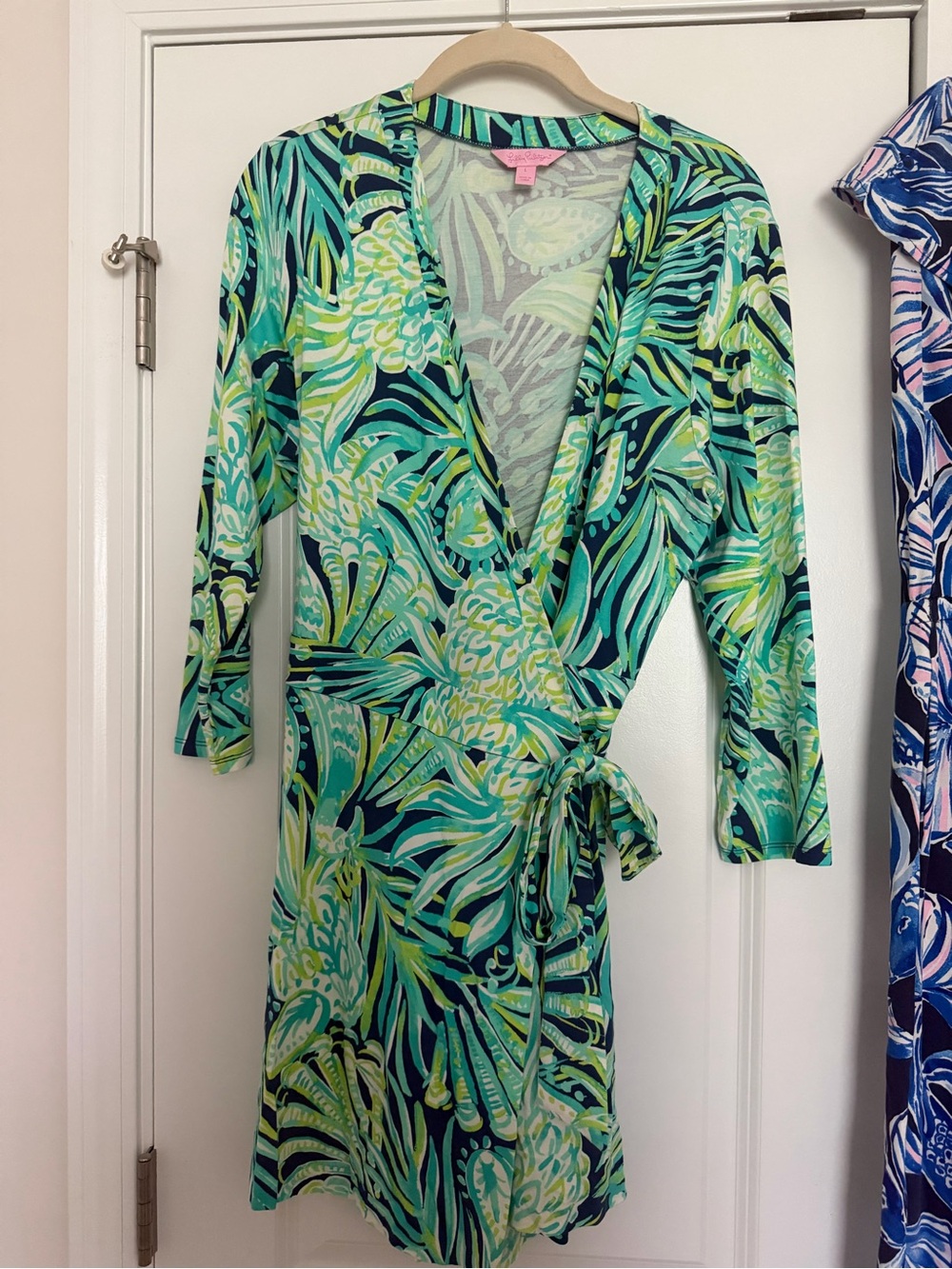 Lilly Pulitzer Green Tropical Romper Wrap Dress